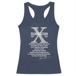 Proud Gen X 1965 to 1980 Racerback Tank Top Vintage Generation X TS11 Navy Print Your Wear