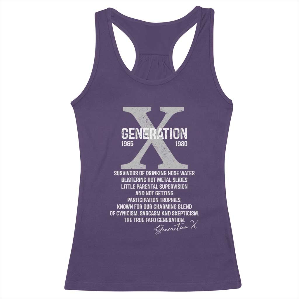 Proud Gen X 1965 to 1980 Racerback Tank Top Vintage Generation X TS11 Purple Print Your Wear