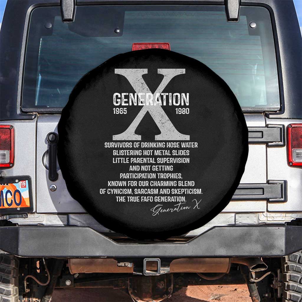 Proud Gen X 1965 to 1980 Spare Tire Cover Vintage Generation X TS11 No hole Black Print Your Wear
