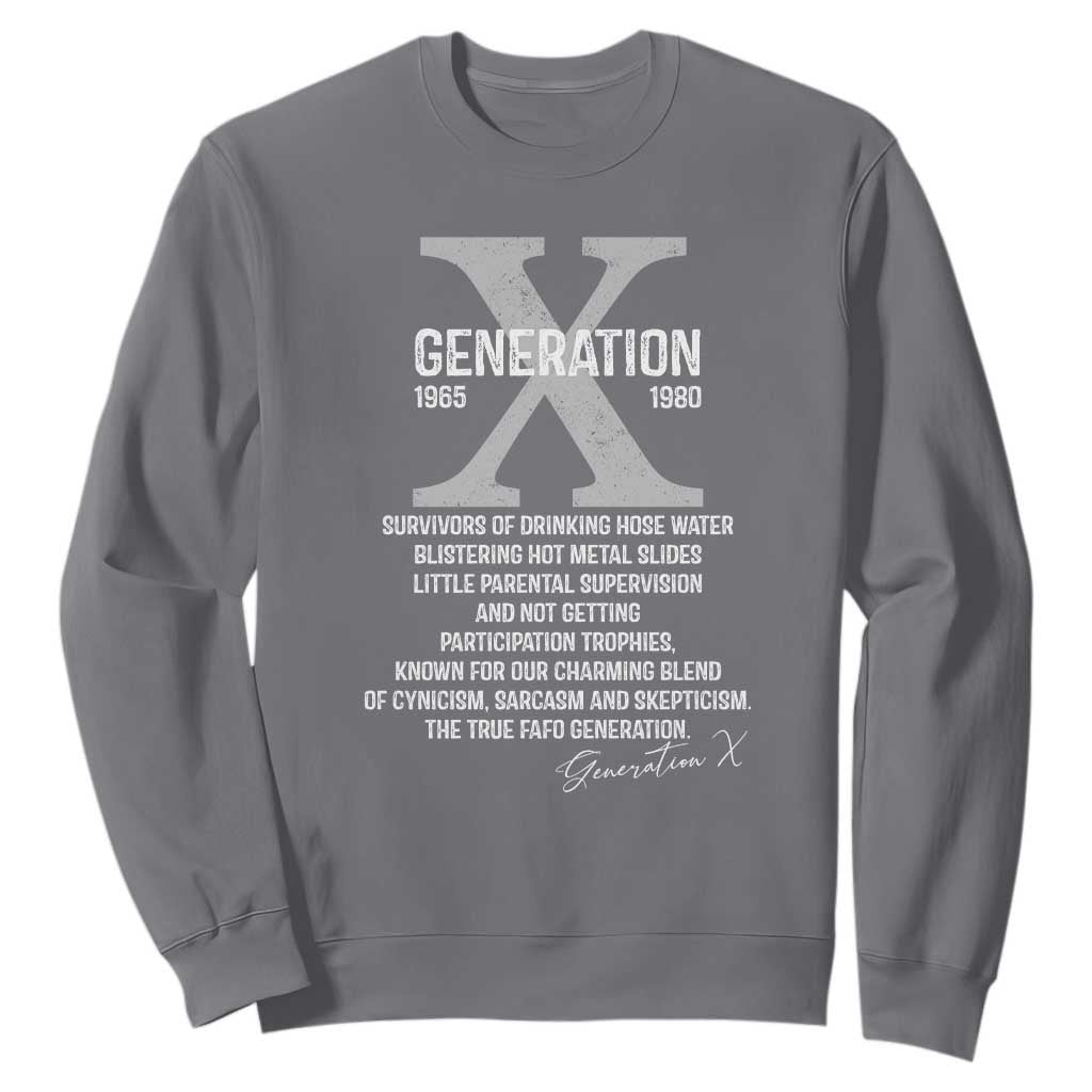 Proud Gen X 1965 to 1980 Sweatshirt Vintage Generation X TS11 Charcoal Print Your Wear