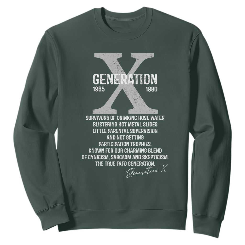 Proud Gen X 1965 to 1980 Sweatshirt Vintage Generation X TS11 Dark Forest Green Print Your Wear