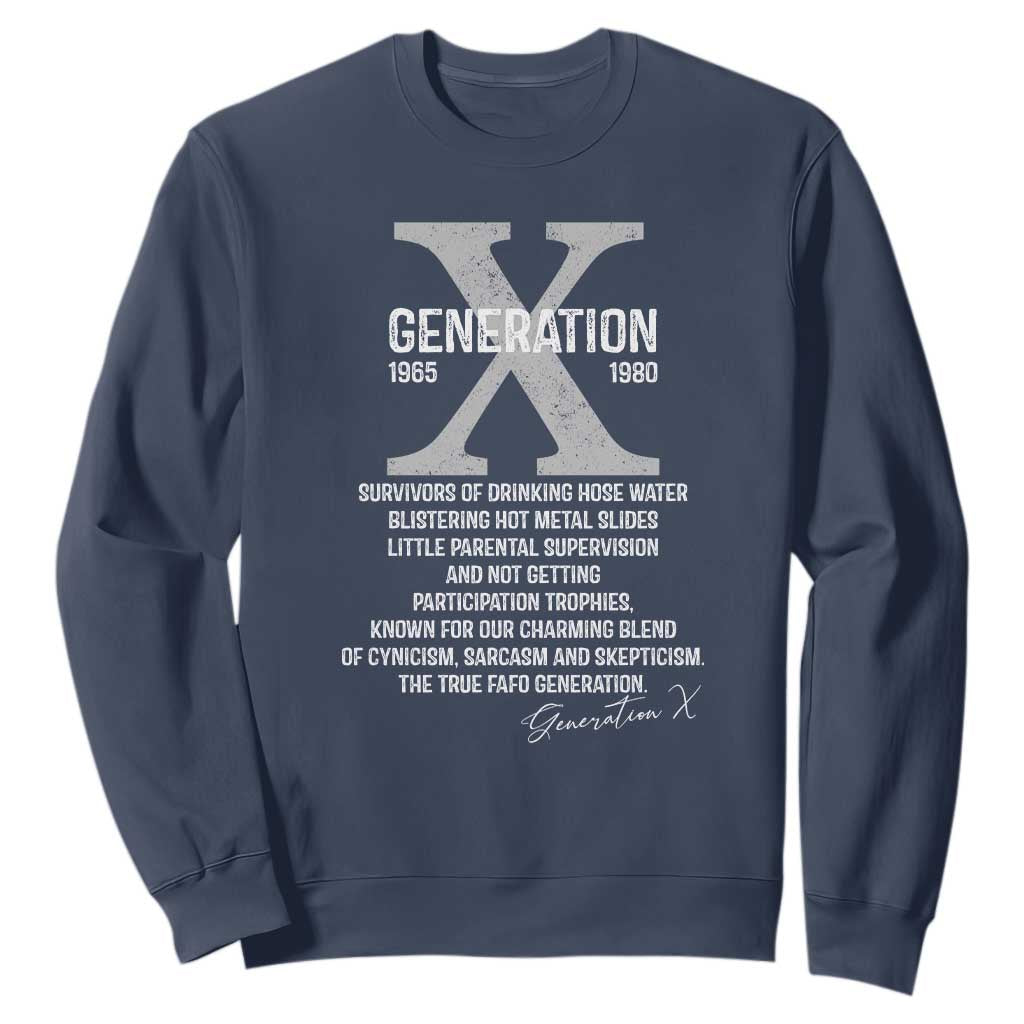 Proud Gen X 1965 to 1980 Sweatshirt Vintage Generation X TS11 Navy Print Your Wear