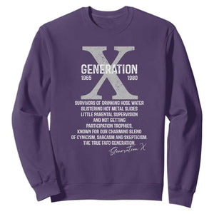 Proud Gen X 1965 to 1980 Sweatshirt Vintage Generation X TS11 Purple Print Your Wear
