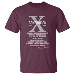Proud Gen X 1965 to 1980 T Shirt Vintage Generation X TS11 Maroon Print Your Wear