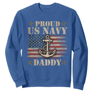Proud US Navy Daddy Sweatshirt Vintage American Flag Anchor TS11 Royal Blue Print Your Wear