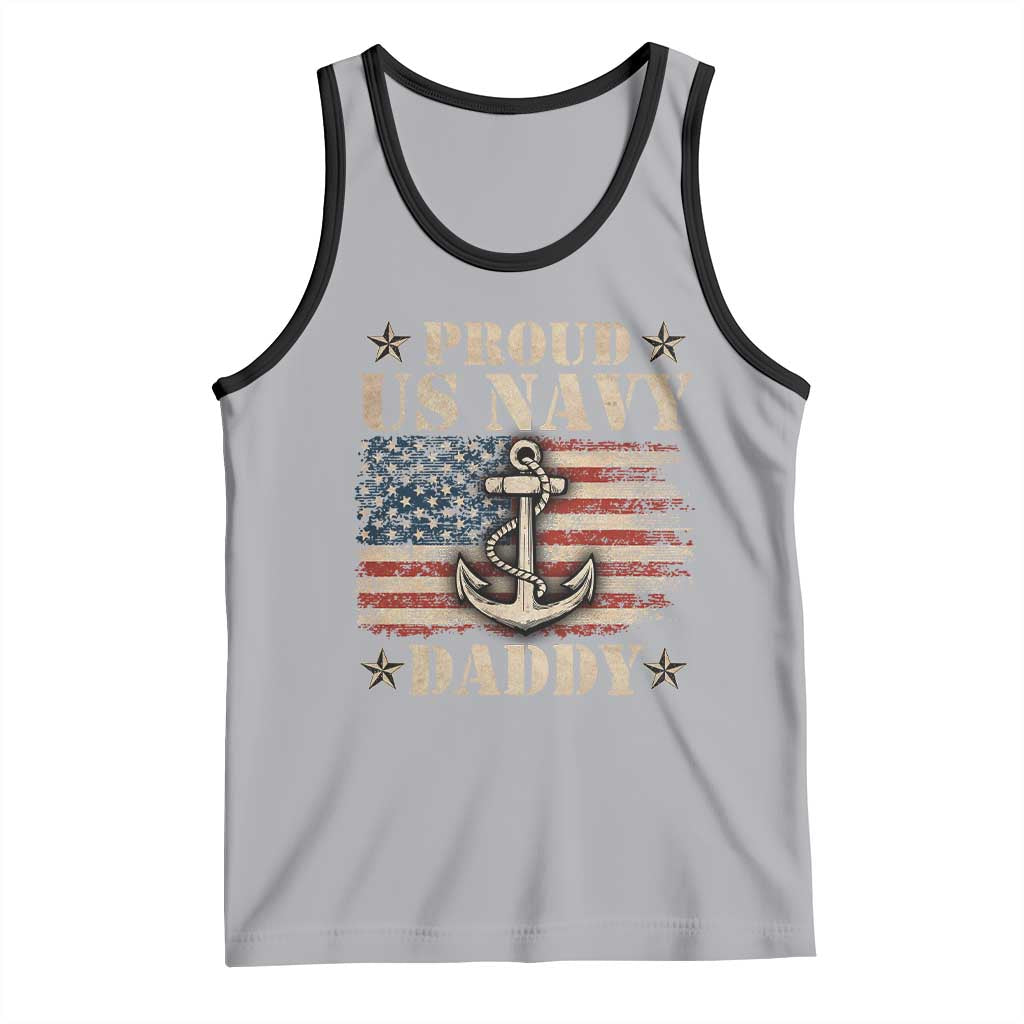 Proud US Navy Daddy Tank Top Vintage American Flag Anchor TS11 Athletic Heather Black Print Your Wear