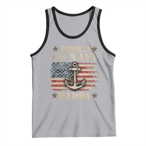 Proud US Navy Daddy Tank Top Vintage American Flag Anchor TS11 Athletic Heather Black Print Your Wear