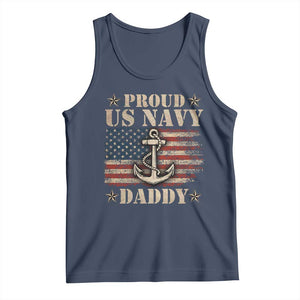 Proud US Navy Daddy Tank Top Vintage American Flag Anchor TS11 Navy Print Your Wear