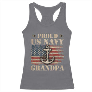 Proud US Navy Grandpa Racerback Tank Top Vintage American Flag Anchor TS11 Charcoal Print Your Wear