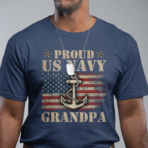 Proud US Navy Grandpa T Shirt Vintage American Flag Anchor TS11 Navy Print Your Wear