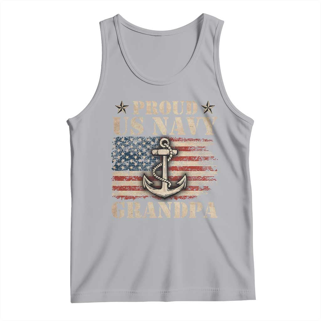 Proud US Navy Grandpa Tank Top Vintage American Flag Anchor TS11 Athletic Heather Print Your Wear