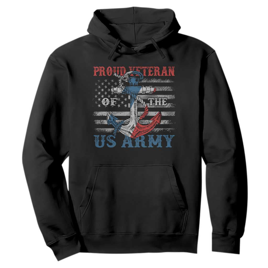 Proud Veteran Of The US Army Hoodie Vintage American Flag Anchor TS11 Black Print Your Wear