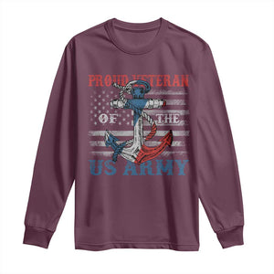 Proud Veteran Of The US Army Long Sleeve Shirt Vintage American Flag Anchor TS11 Maroon Print Your Wear