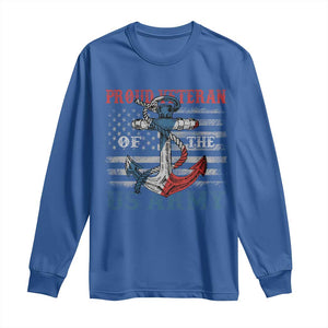 Proud Veteran Of The US Army Long Sleeve Shirt Vintage American Flag Anchor TS11 Royal Blue Print Your Wear