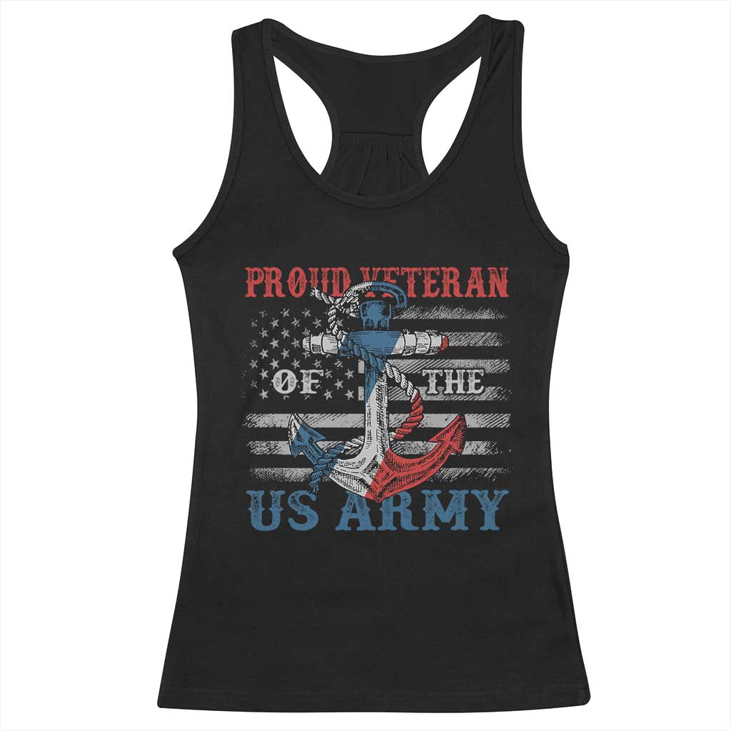 Proud Veteran Of The US Army Racerback Tank Top Vintage American Flag Anchor TS11 Black Print Your Wear