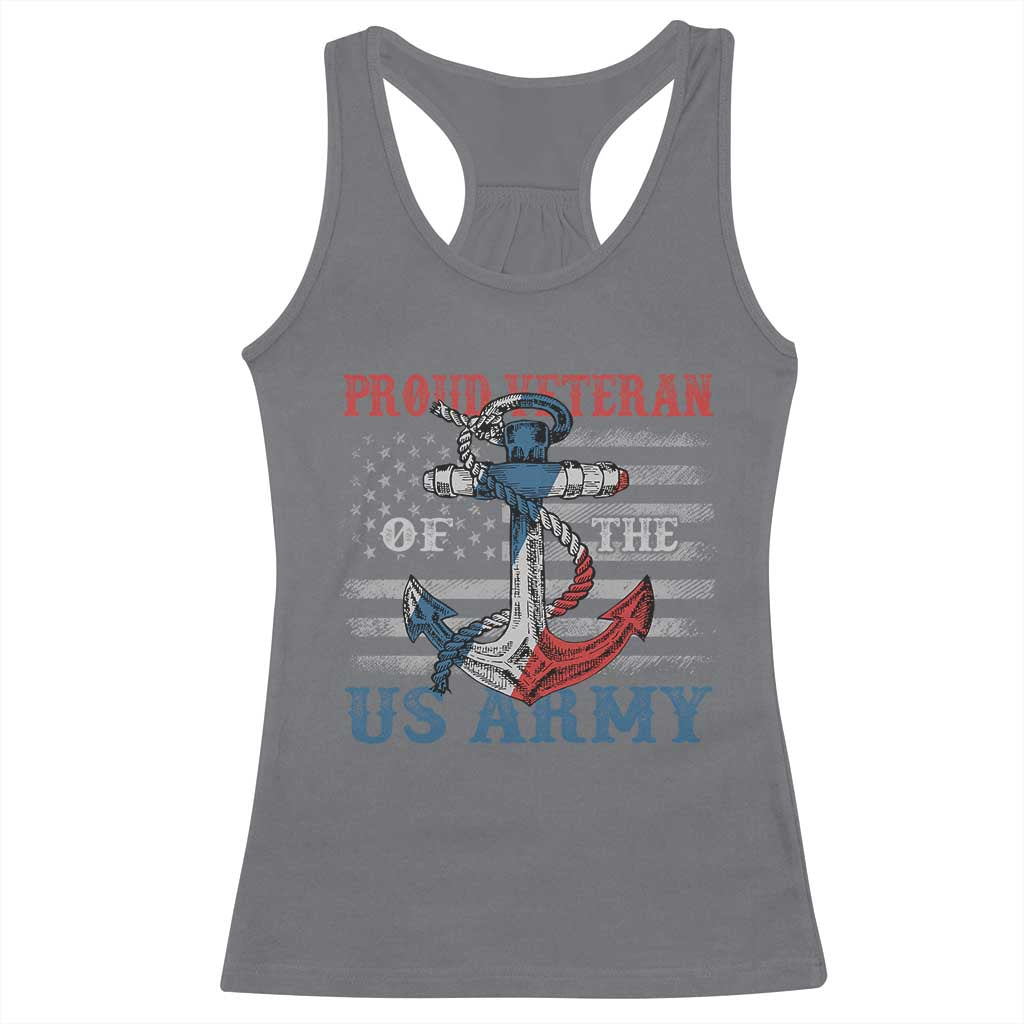 Proud Veteran Of The US Army Racerback Tank Top Vintage American Flag Anchor TS11 Charcoal Print Your Wear