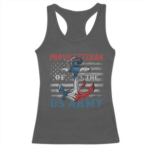Proud Veteran Of The US Army Racerback Tank Top Vintage American Flag Anchor TS11 Dark Heather Print Your Wear