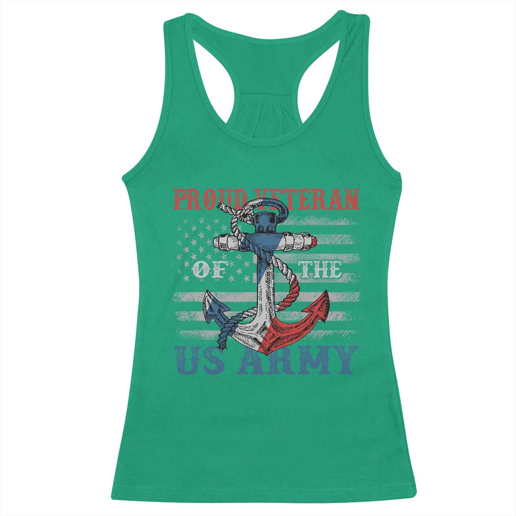 Proud Veteran Of The US Army Racerback Tank Top Vintage American Flag Anchor TS11 Irish Green Print Your Wear