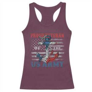 Proud Veteran Of The US Army Racerback Tank Top Vintage American Flag Anchor TS11 Maroon Print Your Wear