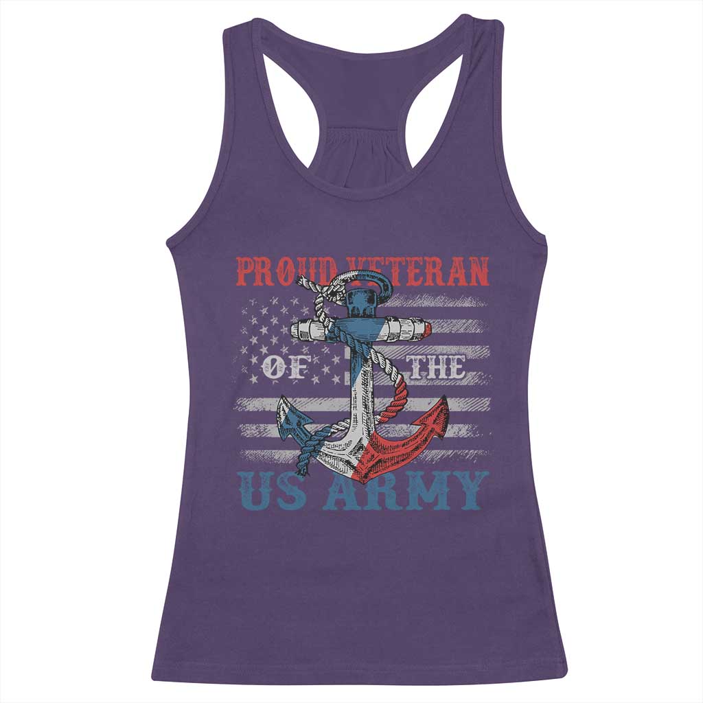 Proud Veteran Of The US Army Racerback Tank Top Vintage American Flag Anchor TS11 Purple Print Your Wear