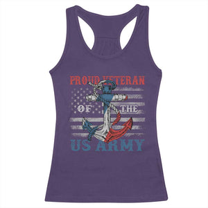 Proud Veteran Of The US Army Racerback Tank Top Vintage American Flag Anchor TS11 Purple Print Your Wear