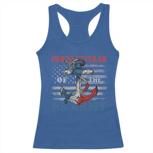 Proud Veteran Of The US Army Racerback Tank Top Vintage American Flag Anchor TS11 Royal Blue Print Your Wear