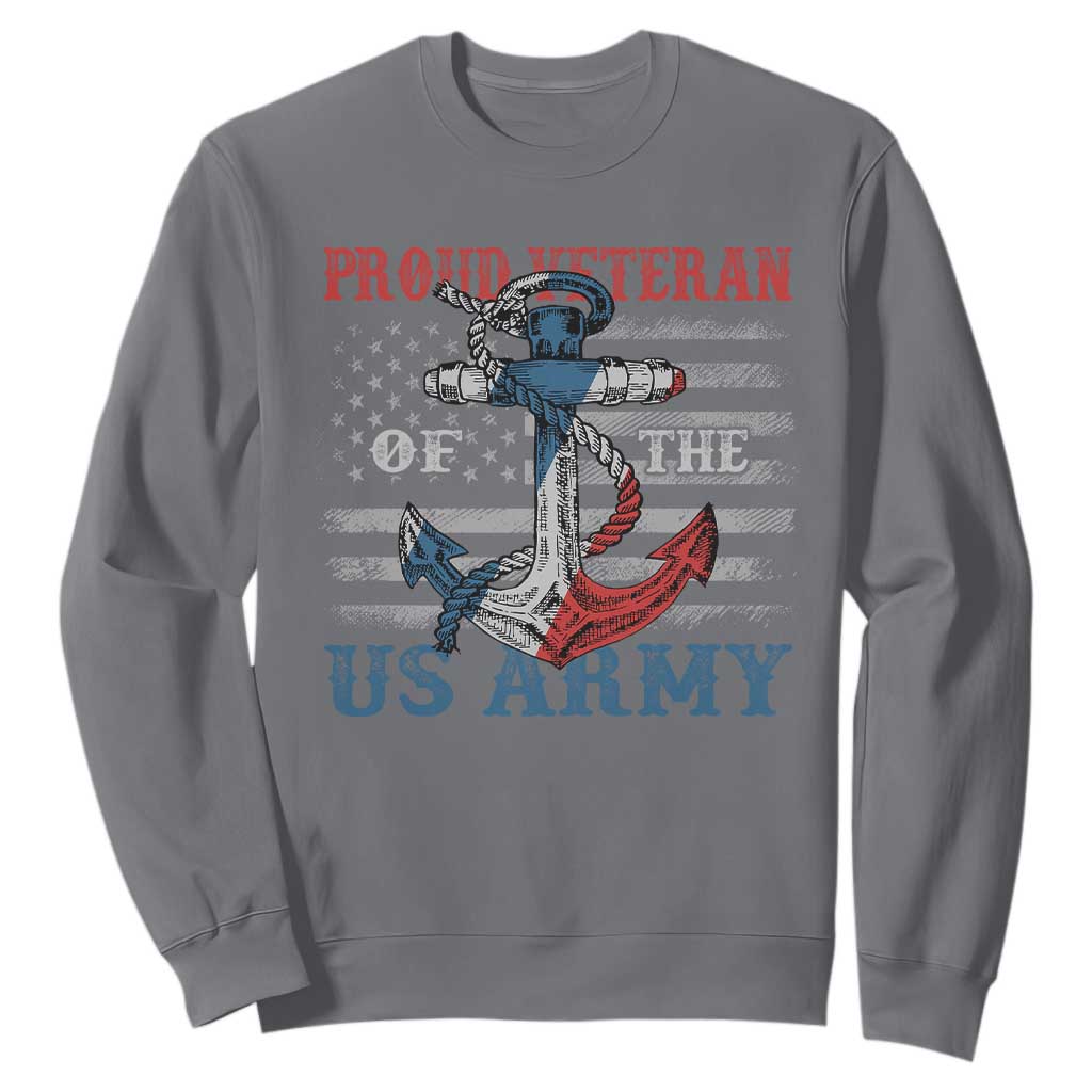 Proud Veteran Of The US Army Sweatshirt Vintage American Flag Anchor TS11 Charcoal Print Your Wear