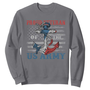Proud Veteran Of The US Army Sweatshirt Vintage American Flag Anchor TS11 Charcoal Print Your Wear