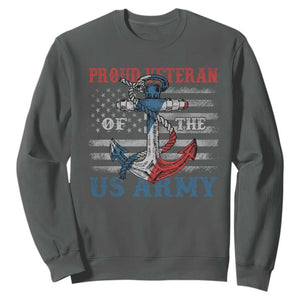 Proud Veteran Of The US Army Sweatshirt Vintage American Flag Anchor TS11 Dark Heather Print Your Wear
