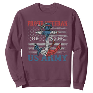 Proud Veteran Of The US Army Sweatshirt Vintage American Flag Anchor TS11 Maroon Print Your Wear