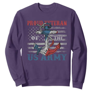 Proud Veteran Of The US Army Sweatshirt Vintage American Flag Anchor TS11 Purple Print Your Wear