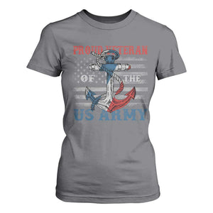 Proud Veteran Of The US Army T Shirt For Women Vintage American Flag Anchor TS11 Charcoal Print Your Wear