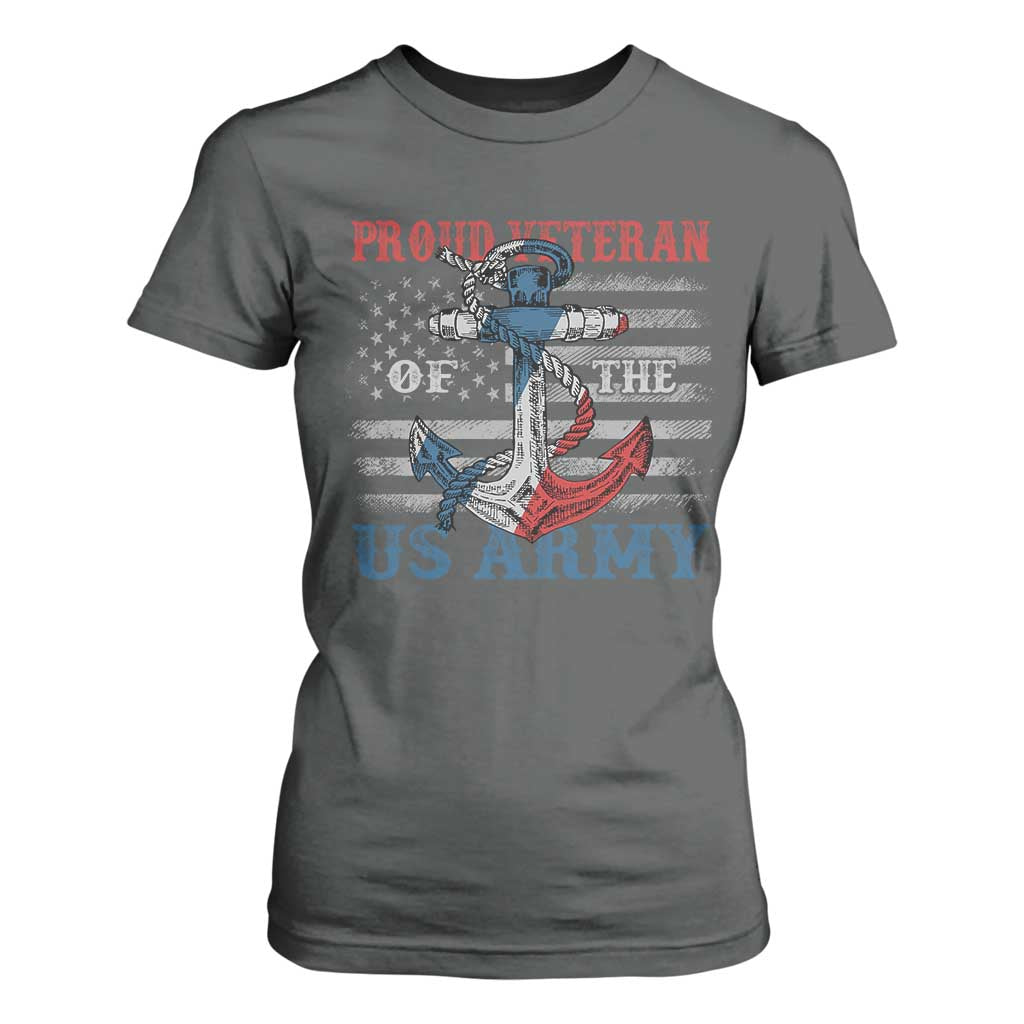 Proud Veteran Of The US Army T Shirt For Women Vintage American Flag Anchor TS11 Dark Heather Print Your Wear