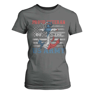 Proud Veteran Of The US Army T Shirt For Women Vintage American Flag Anchor TS11 Dark Heather Print Your Wear