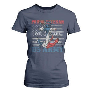 Proud Veteran Of The US Army T Shirt For Women Vintage American Flag Anchor TS11 Navy Print Your Wear