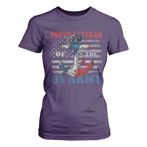 Proud Veteran Of The US Army T Shirt For Women Vintage American Flag Anchor TS11 Purple Print Your Wear