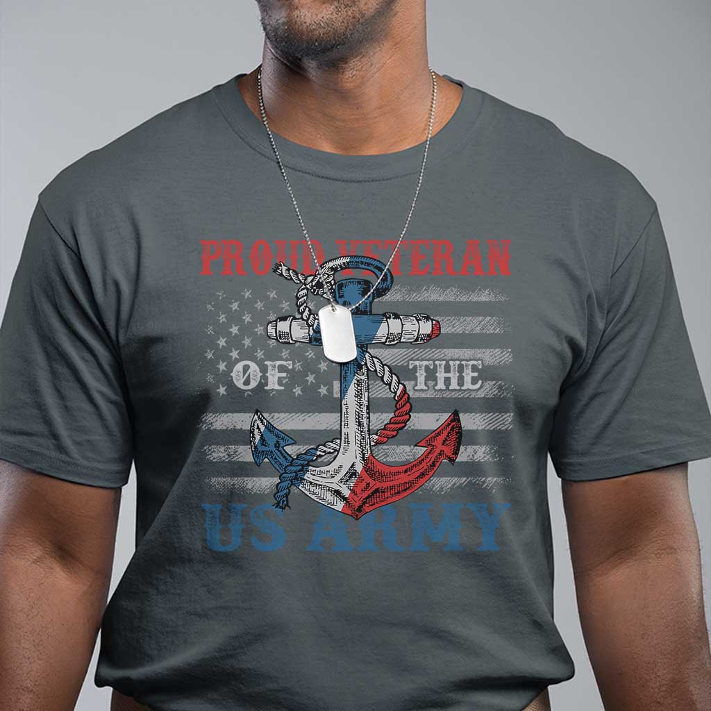 Proud Veteran Of The US Army T Shirt Vintage American Flag Anchor TS11 Dark Heather Print Your Wear