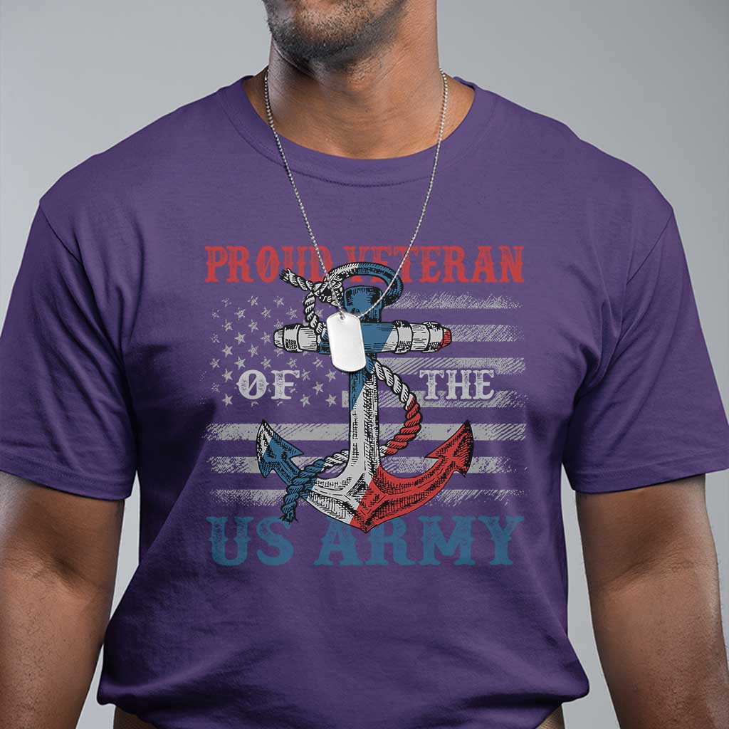 Proud Veteran Of The US Army T Shirt Vintage American Flag Anchor TS11 Purple Print Your Wear