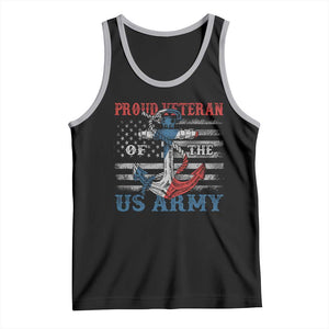 Proud Veteran Of The US Army Tank Top Vintage American Flag Anchor TS11 Black Athletic Heather Print Your Wear