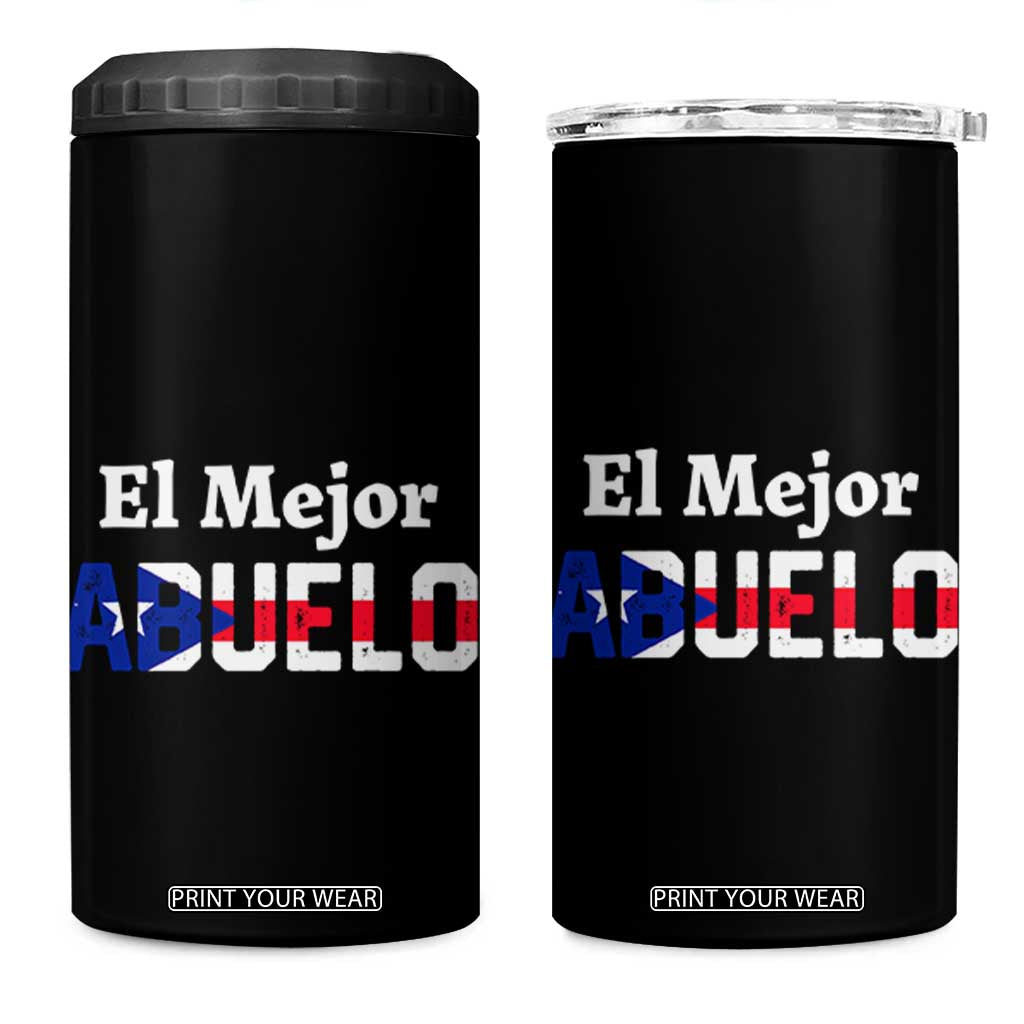 Puerto Rico Grandpa 4 in 1 Can Cooler Tumbler La Mejor Abuelo Grandpa Father's Day Gift TB10 One Size: 16 oz Black Print Your Wear
