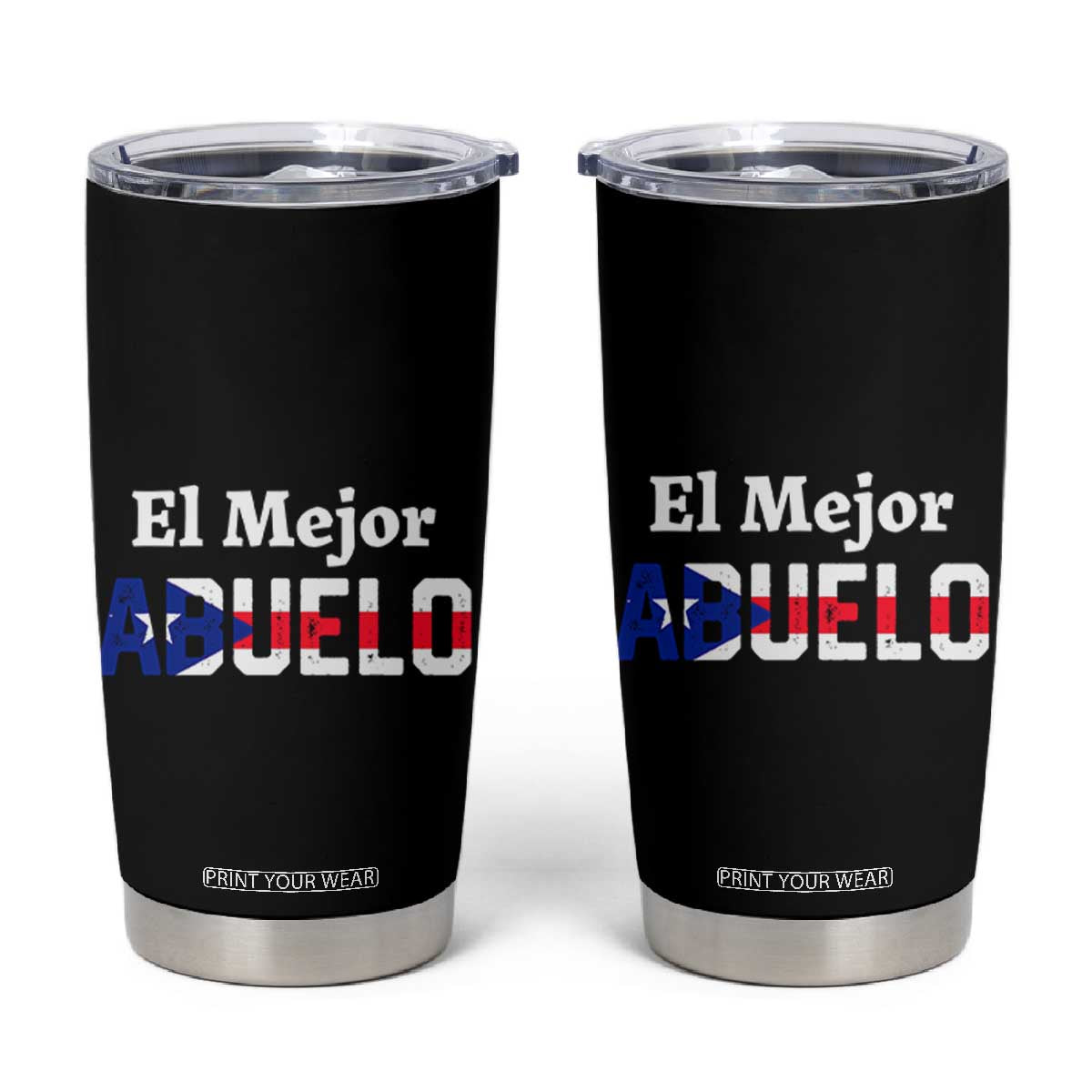 Puerto Rico Grandpa Tumbler Cup La Mejor Abuelo Grandpa Father's Day Gift TB10 Black Print Your Wear