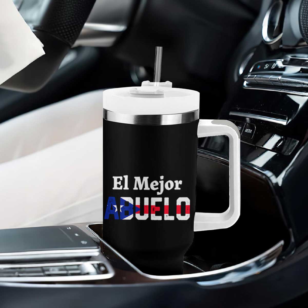 Puerto Rico Grandpa Tumbler With Handle La Mejor Abuelo Grandpa Father's Day Gift TB10 Print Your Wear