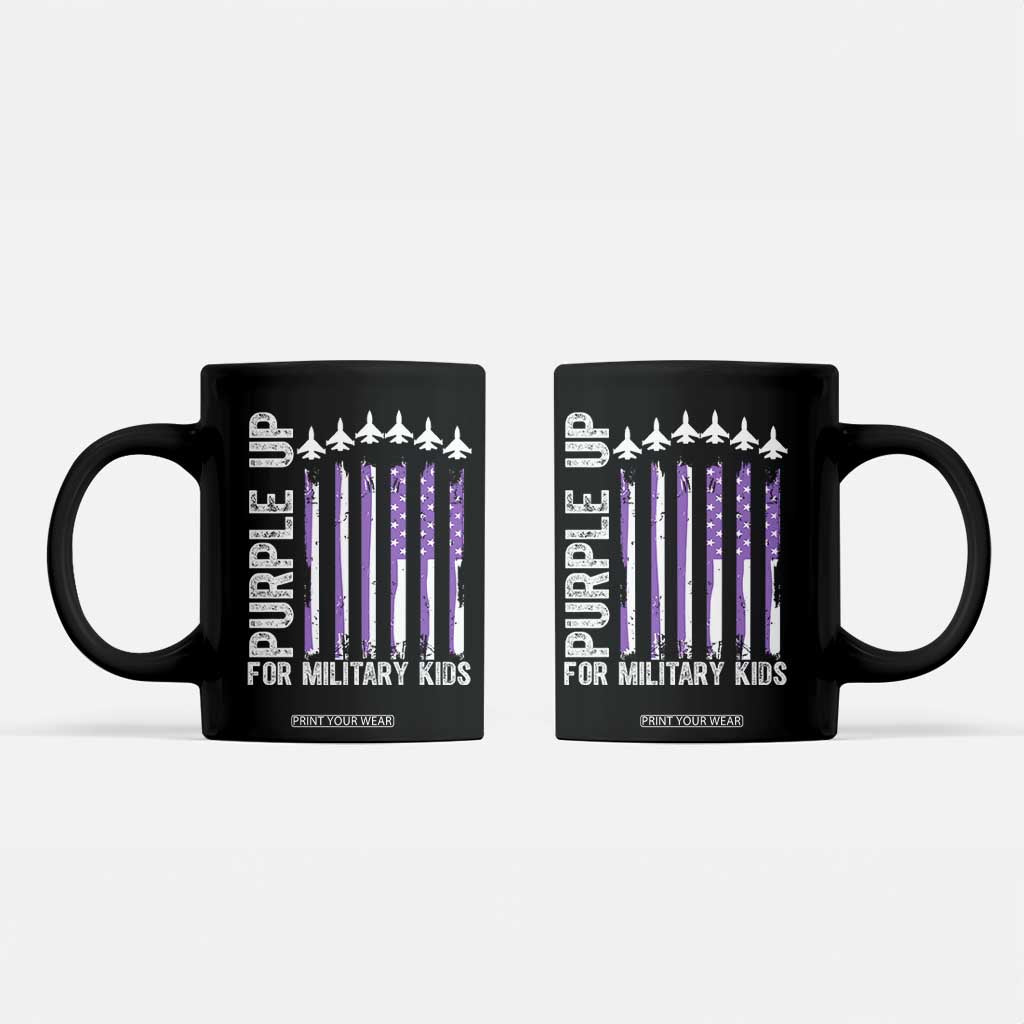 Purple Up For Military Kids Coffee Mug American Flag Air Force Military Child Month TS02 Black Print Your Wear