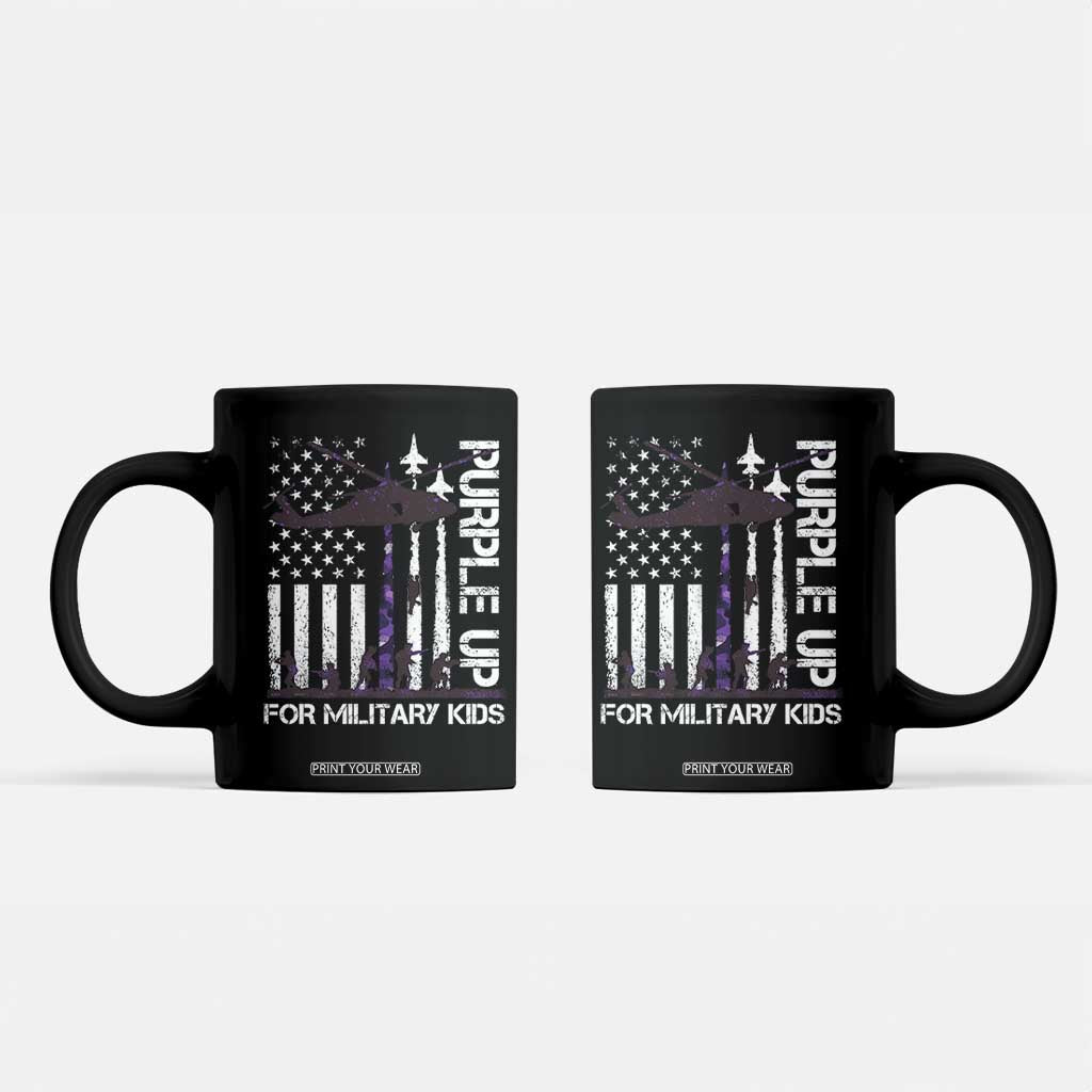 Purple Up For Military Kids Coffee Mug Camo American Flag Military Child Month USA Camouflage TS10 Black Print Your Wear