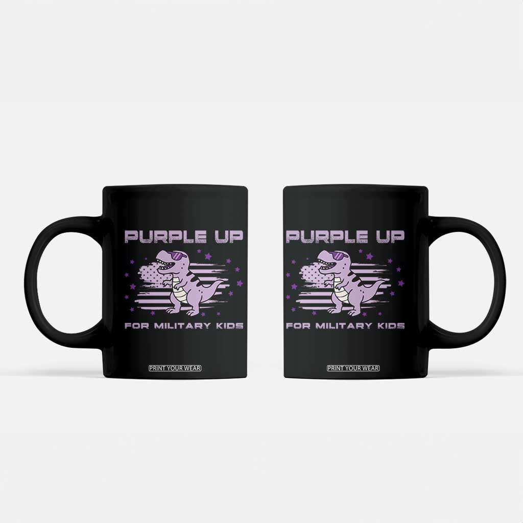 Purple Up For Military Kids Coffee Mug Military Child Month Army Dinosaur Dino TS10 Black Print Your Wear