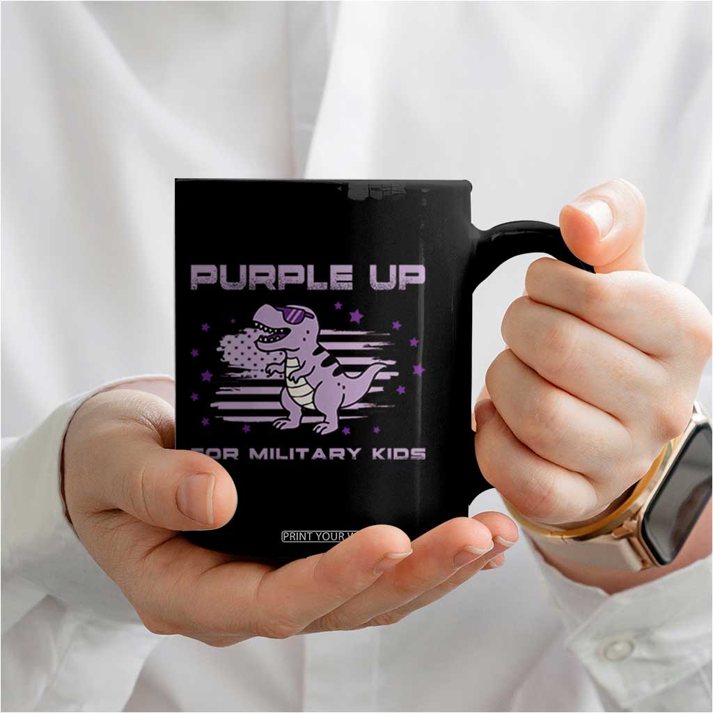 Purple Up For Military Kids Coffee Mug Military Child Month Army Dinosaur Dino TS10 Print Your Wear