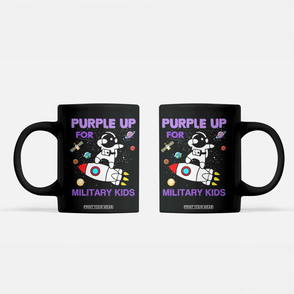 Purple Up For Military Kids Coffee Mug Military Child Month Astronaut Outer Space TS02 Black Print Your Wear