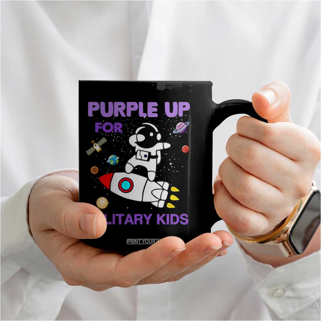 Purple Up For Military Kids Coffee Mug Military Child Month Astronaut Outer Space TS02 Print Your Wear