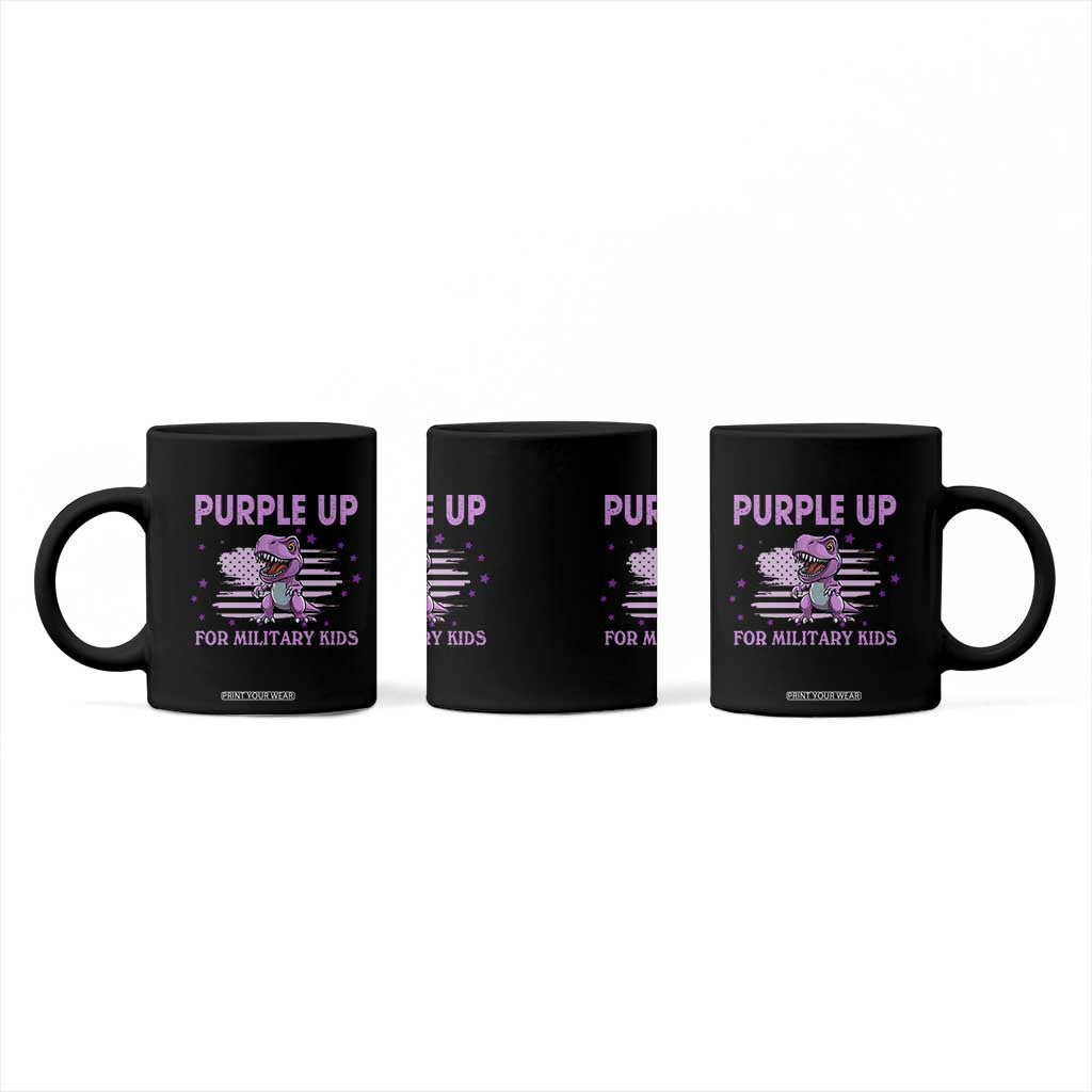Purple Up For Military Kids Coffee Mug Military Child Month Dinosaur American Flag TS02 Print Your Wear