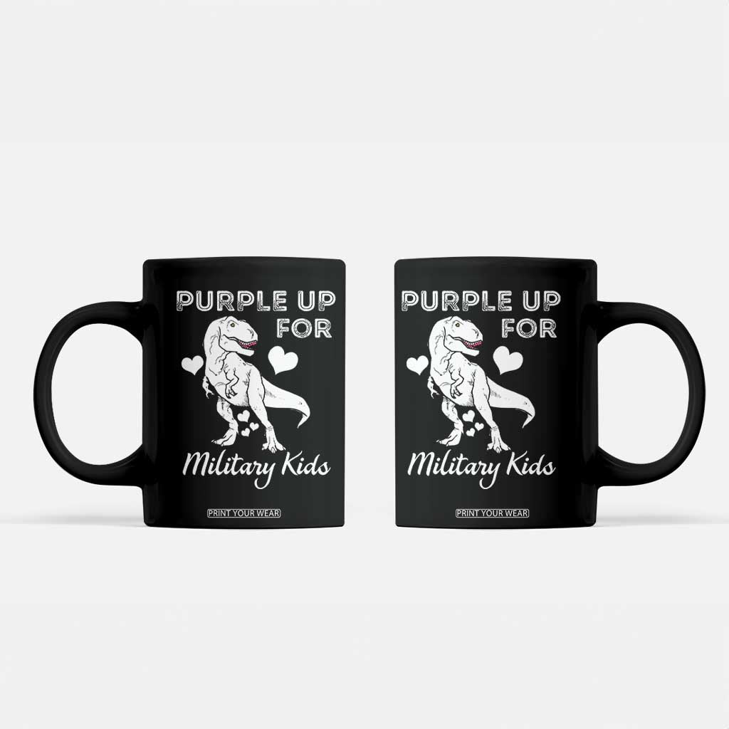 Purple Up For Military Kids Coffee Mug Military Child Month Dinosaur TS02 Black Print Your Wear